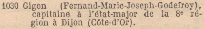 GIGON Fernand Chevalier LH JO 11 Aout 1932