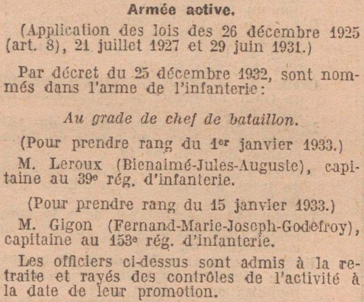 GIGON Fernand Commandant JO30 Decembre 1932