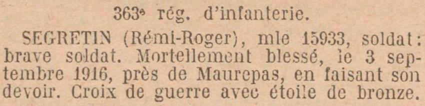 SEGRETIN Remi MM JO 4 Août 1924